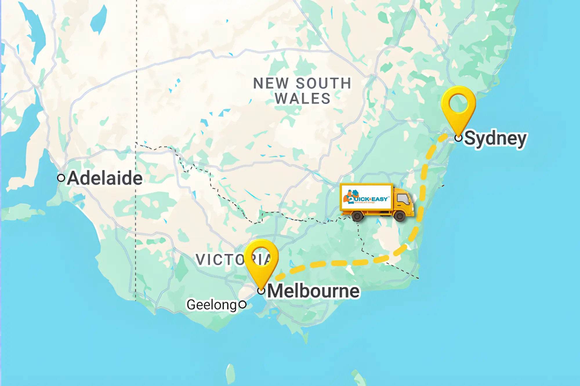 Melbourne to Sydney route map