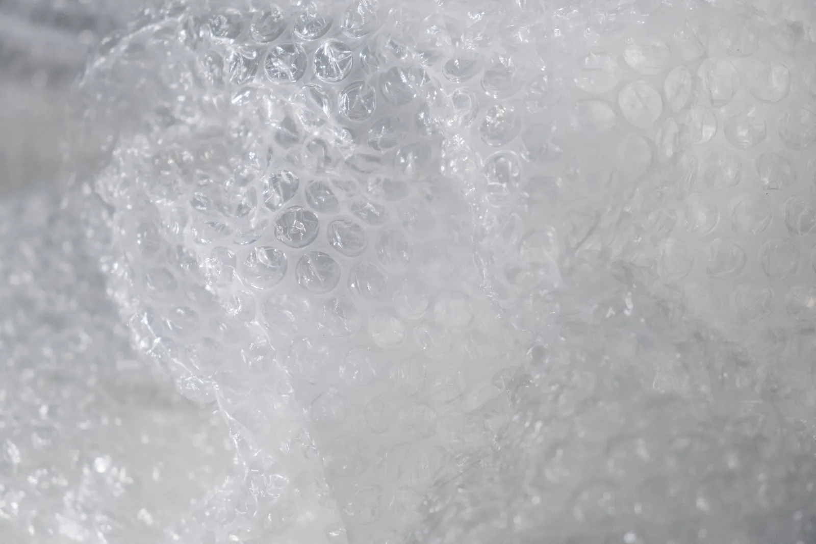 Close up of clear bubble wrap of the kind used to protect fragile items during a house move